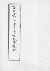 京秩王公大小官员每岁俸银考